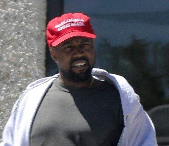 Kanye in make america grreat again cap